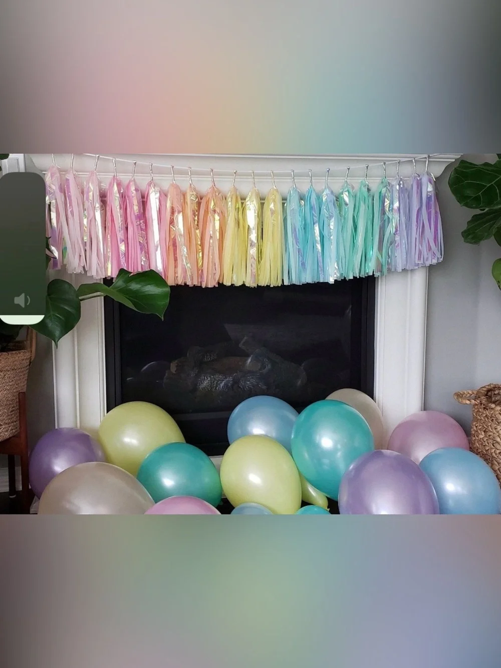 Pastel Rainbow Iridescent tissue garland